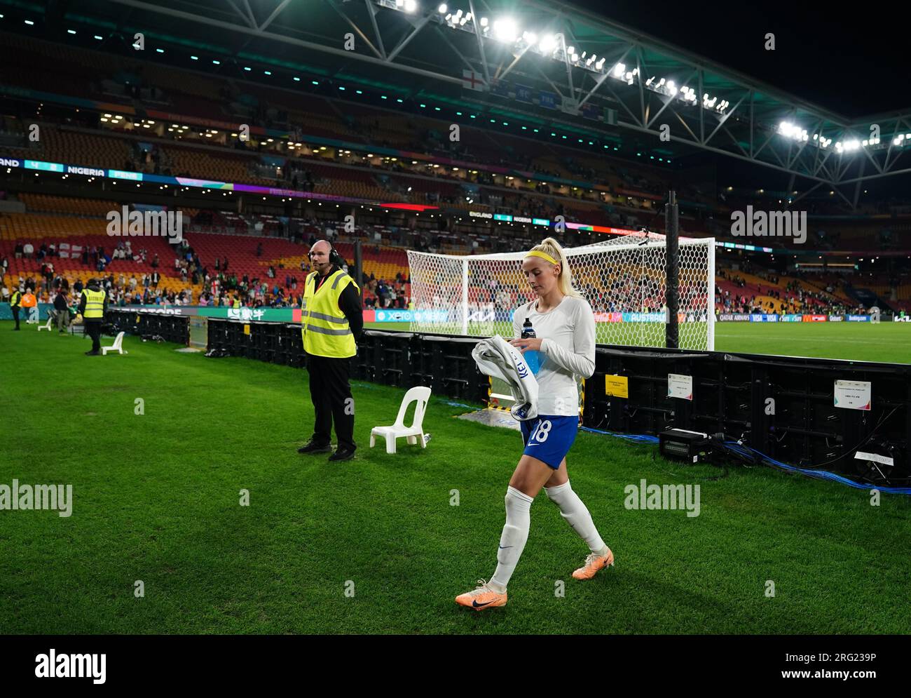 Chloe Kelly aus England nach dem FIFA Women's World Cup, Runde 16 im Brisbane Stadium, Australien. Foto: Montag, 7. August 2023. Stockfoto