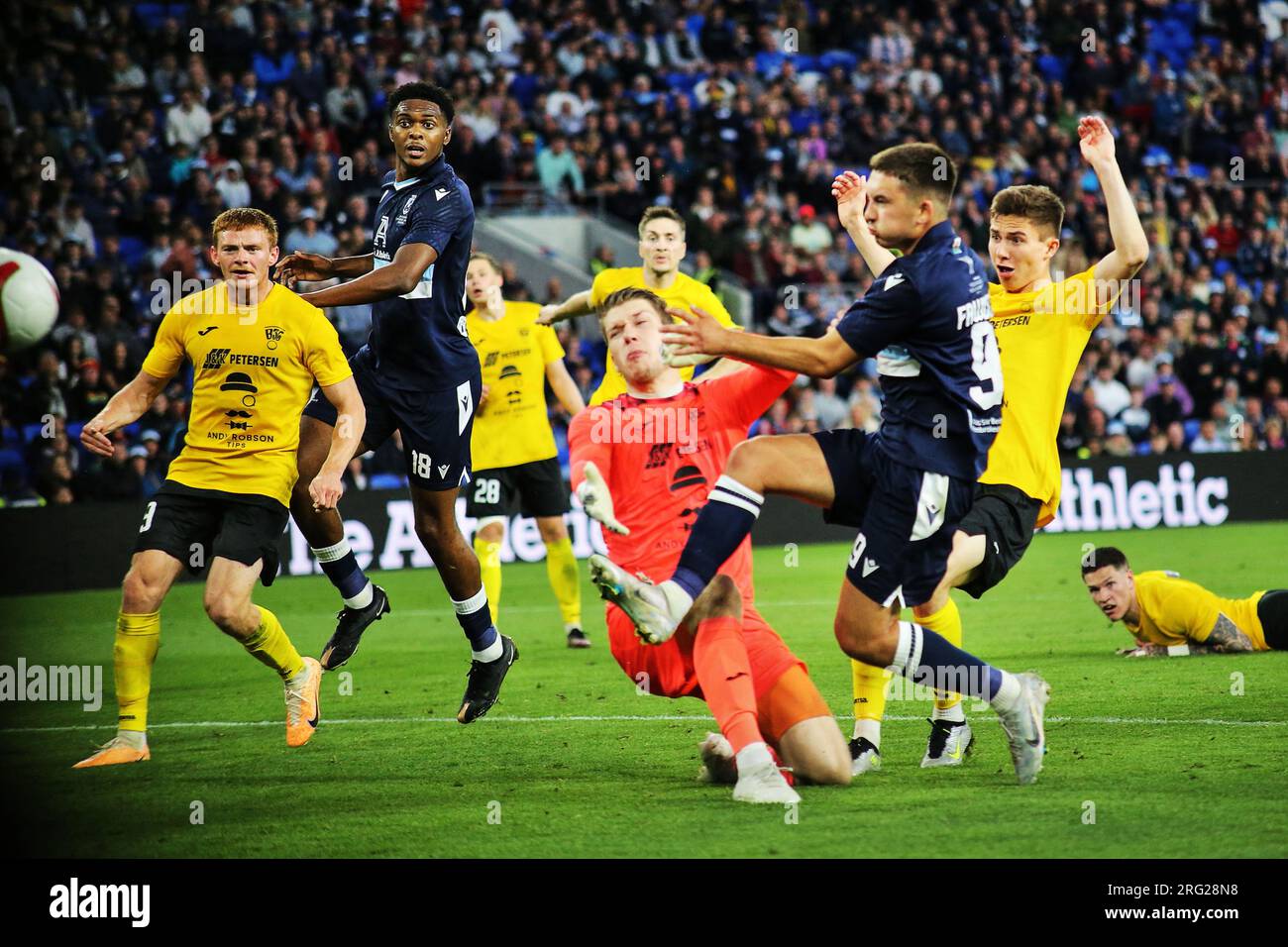 Cardiff City Stadium, Großbritannien. 2023. August 3. 2023/2024 Europa Conference League. Qualifizierung zweite Runde 2. Haverfordwest County V B36 Tórshavn. Stockfoto