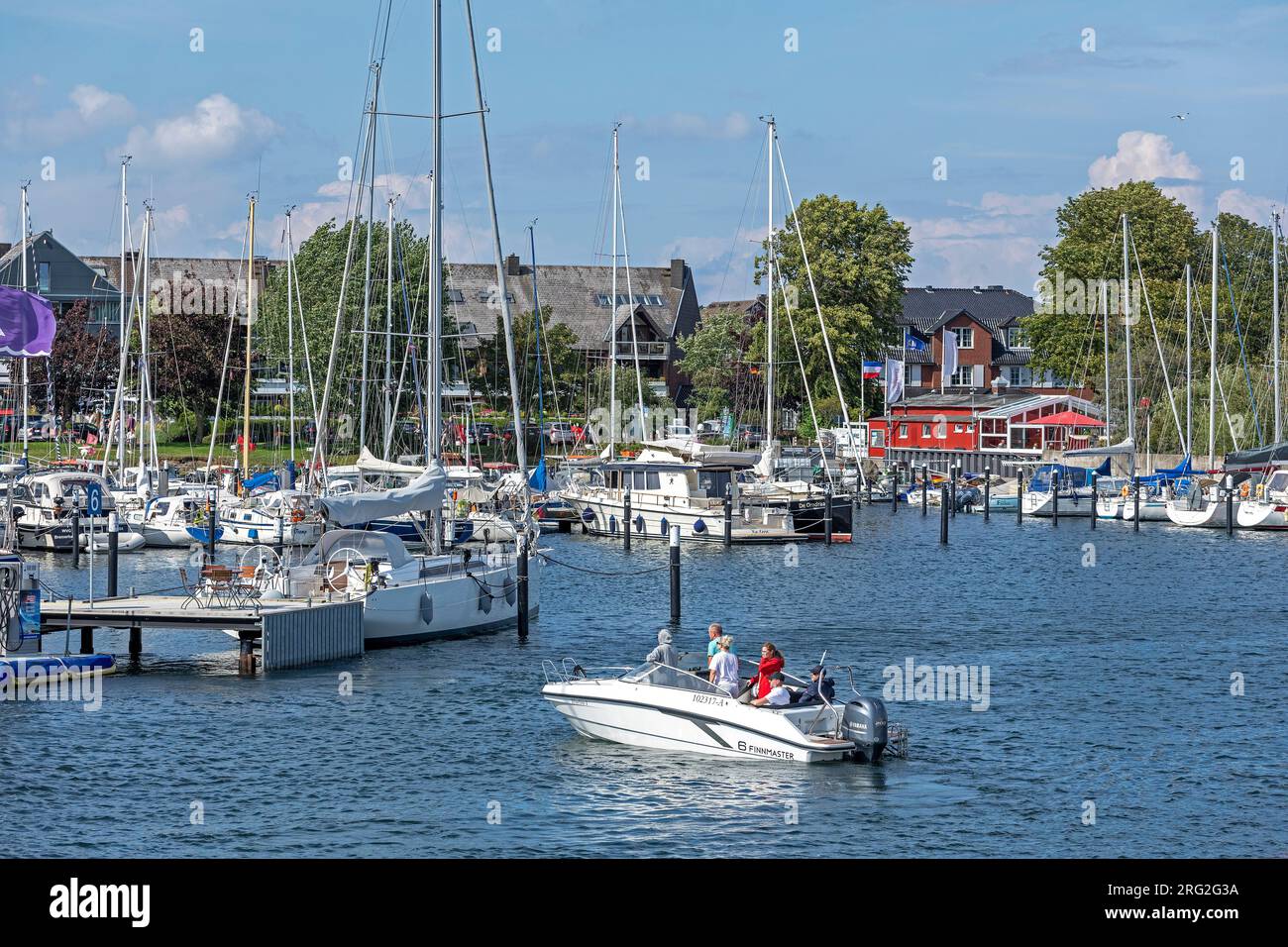 Boote, Hafen, Strande, Kieler Förde, Schleswig-Holstein, Deutschland Stockfoto