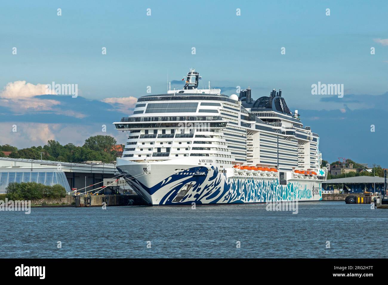 Kreuzfahrtschiff MSC Euribia, Hafen, Kiel, Schleswig-Holstein, Deutschland Stockfoto