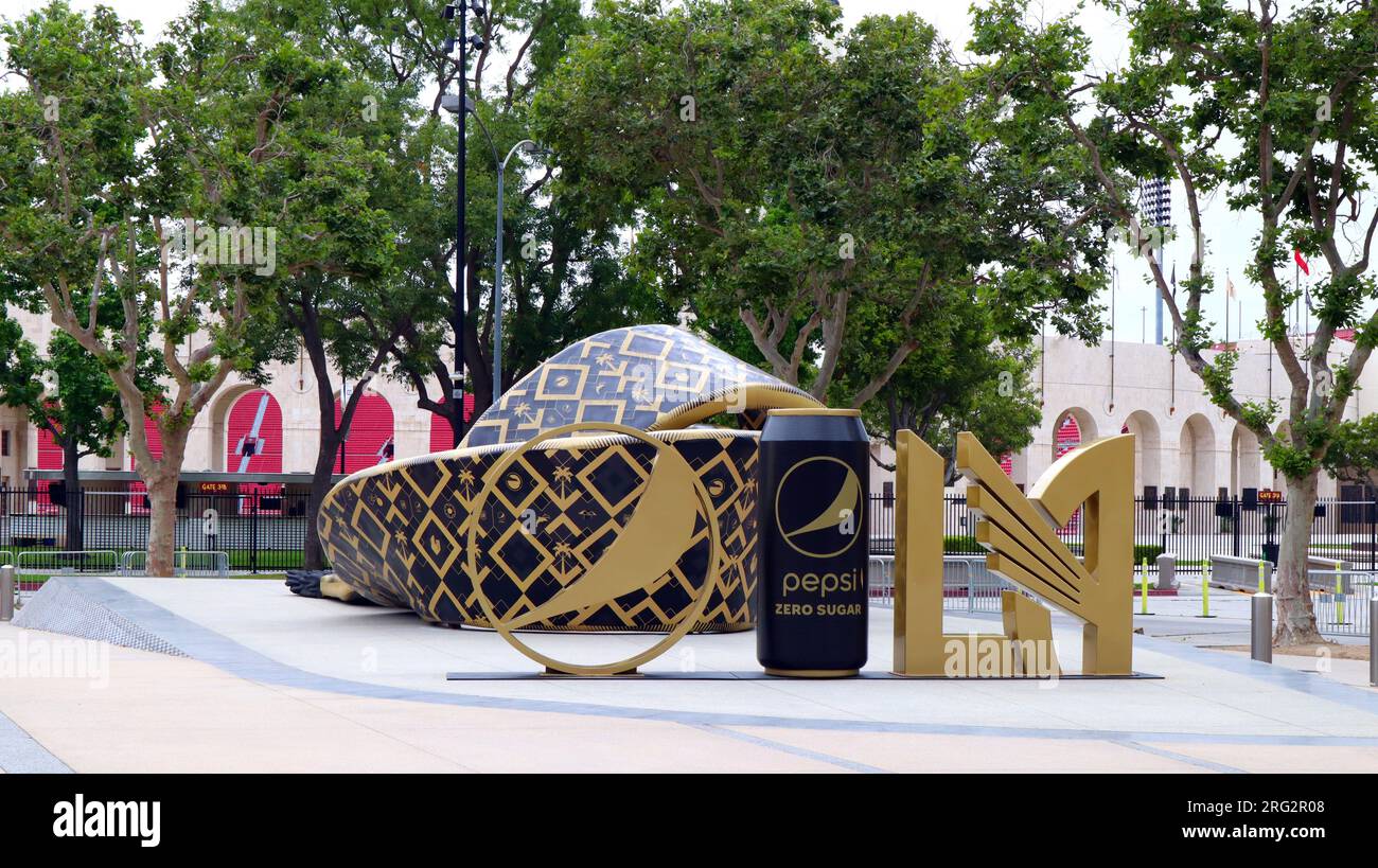 Los Angeles, Kalifornien: BMO Stadium, Heimstadion des Los Angeles Football Clubs der Major League Soccer, Pepsi Plaza im Exposition Park Stockfoto