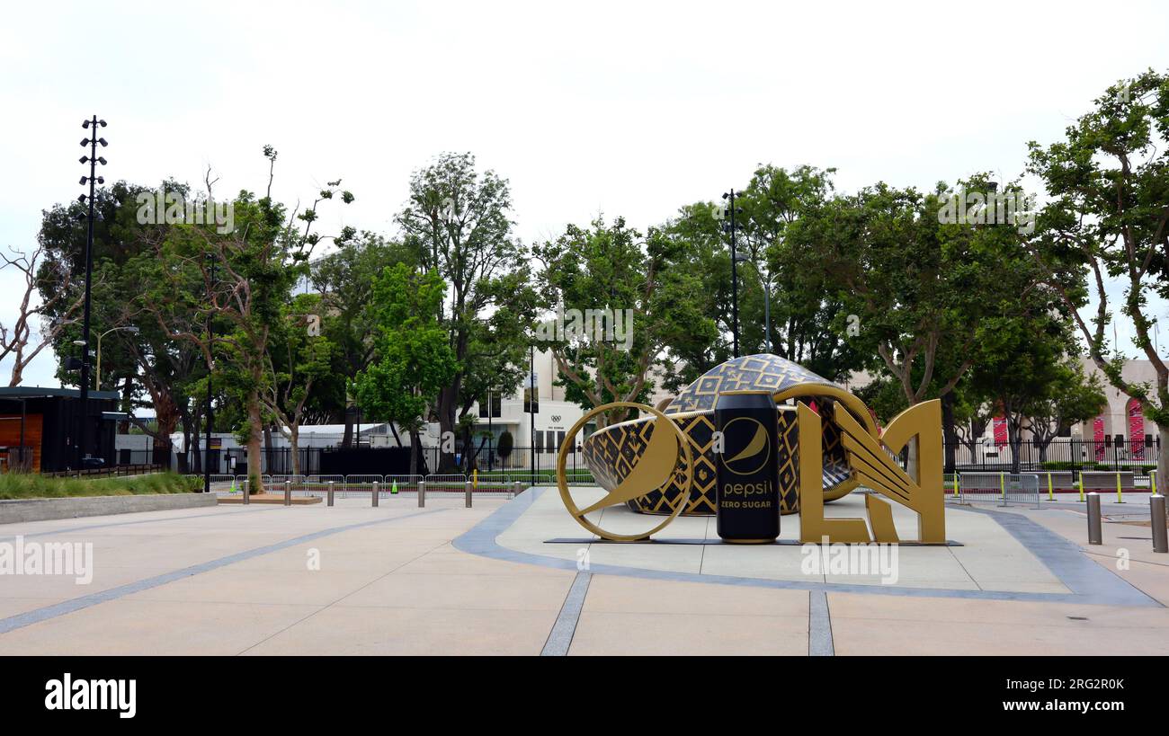 Los Angeles, Kalifornien: BMO Stadium, Heimstadion des Los Angeles Football Clubs der Major League Soccer, Pepsi Plaza im Exposition Park Stockfoto