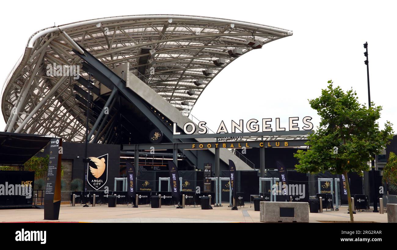 Los Angeles, Kalifornien: BMO Stadium, Heimstadion des Los Angeles Football Clubs der Major League Soccer im Exposition Park Stockfoto