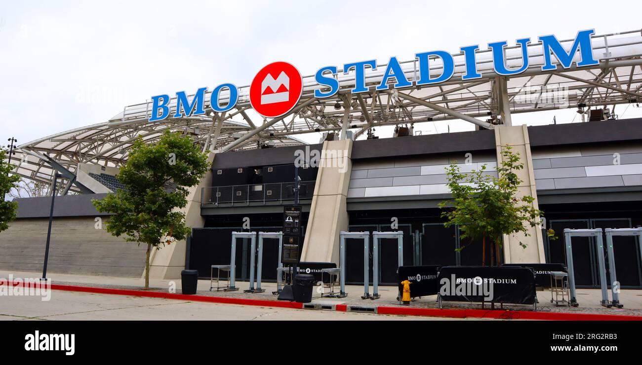 Los Angeles, Kalifornien: BMO Stadium, Heimstadion des Los Angeles Football Clubs der Major League Soccer im Exposition Park Stockfoto