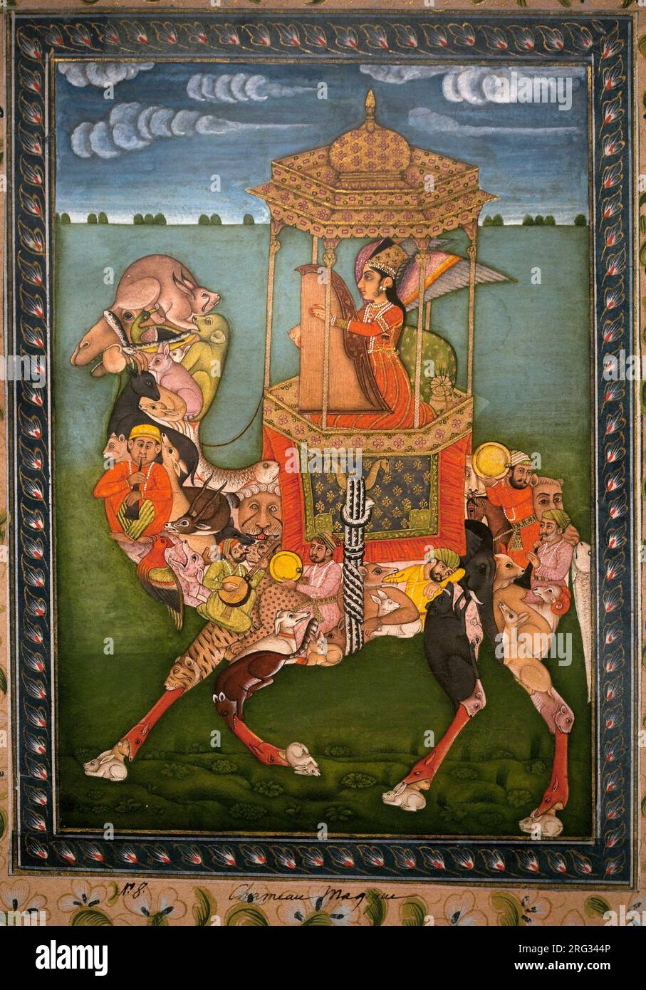 Chameau Maggique. Miniaturpeinte, Vers 1750, Art du Rajasthan et Pahari (Inde). Musee National de Coree, Seoul (Coree du Sud). Stockfoto