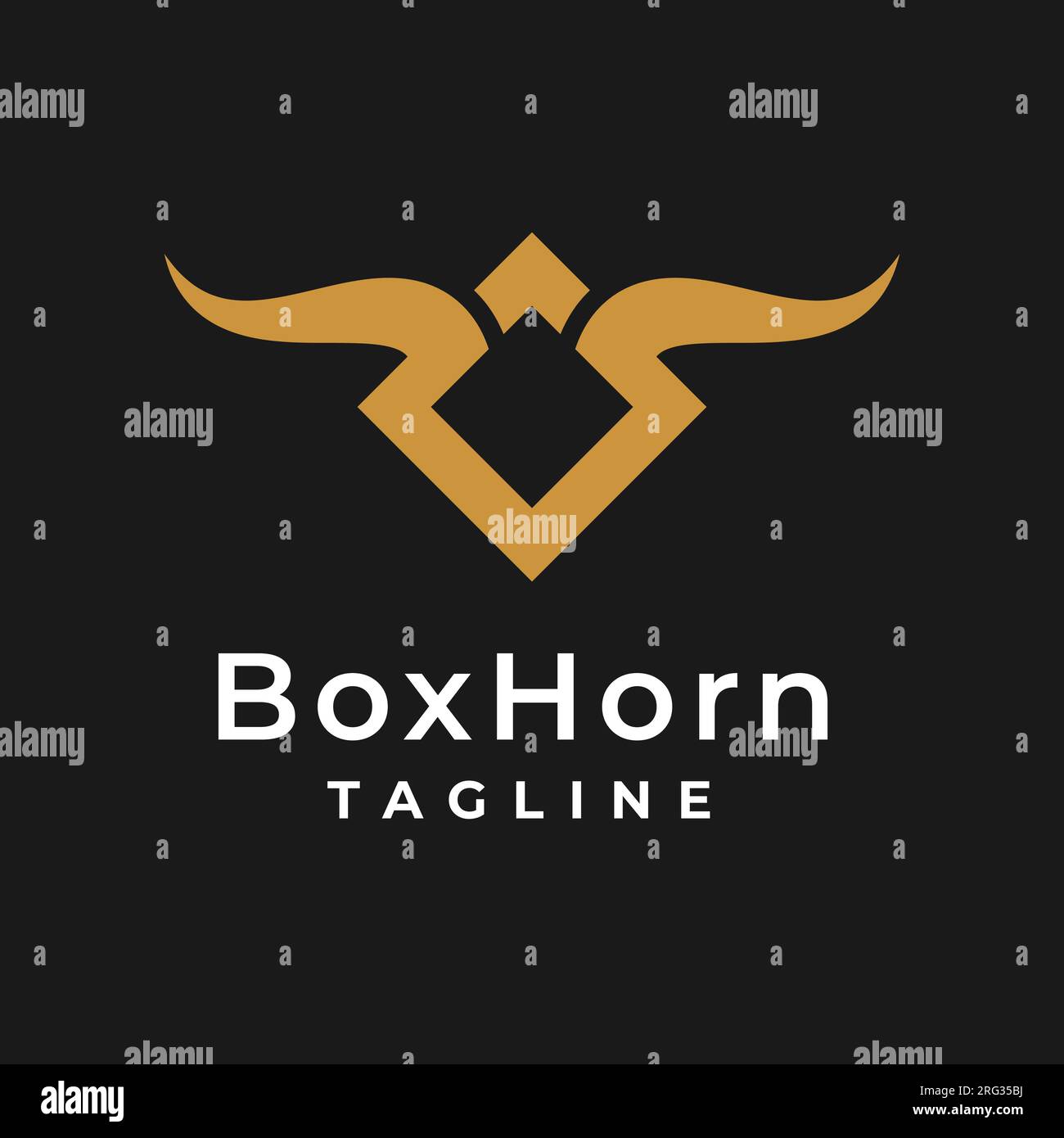Rechteckiges Logo mit Hörnern minimales kreatives Schwarzweiß-Symbol. Universelles, elegantes Vektordesign. Premium-Firmenlogo. Stock Vektor