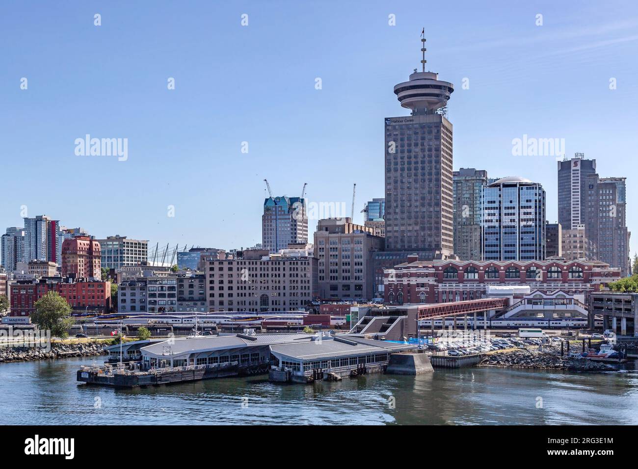 Das Vancouver Lookout verfügt über ein Drehrestaurant und eine Aussichtsplattform im Zentrum von Vancouver, British Columbia, Kanada. In 1977 öffnen.Bilder ist Stockfoto