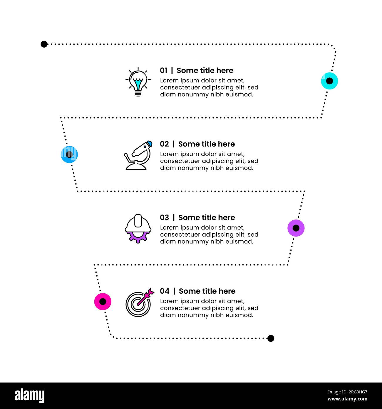 Infografik-Vorlage mit Symbolen und 4 Optionen oder Schritten. Abstrakter Trichter. Kann für Workflow-Layout, Diagramm, Banner, webdesign verwendet werden. Vektor-Illustration Stock Vektor