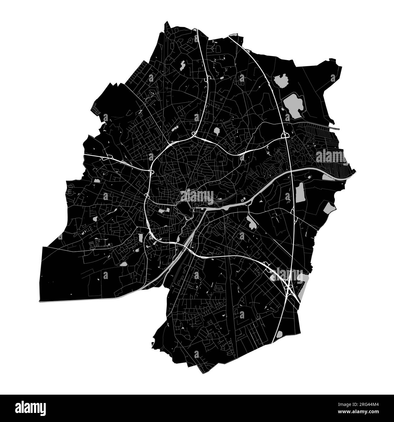 Schwarzer Stadtplan von Oldenburg, detaillierte Verwaltung Stock Vektor