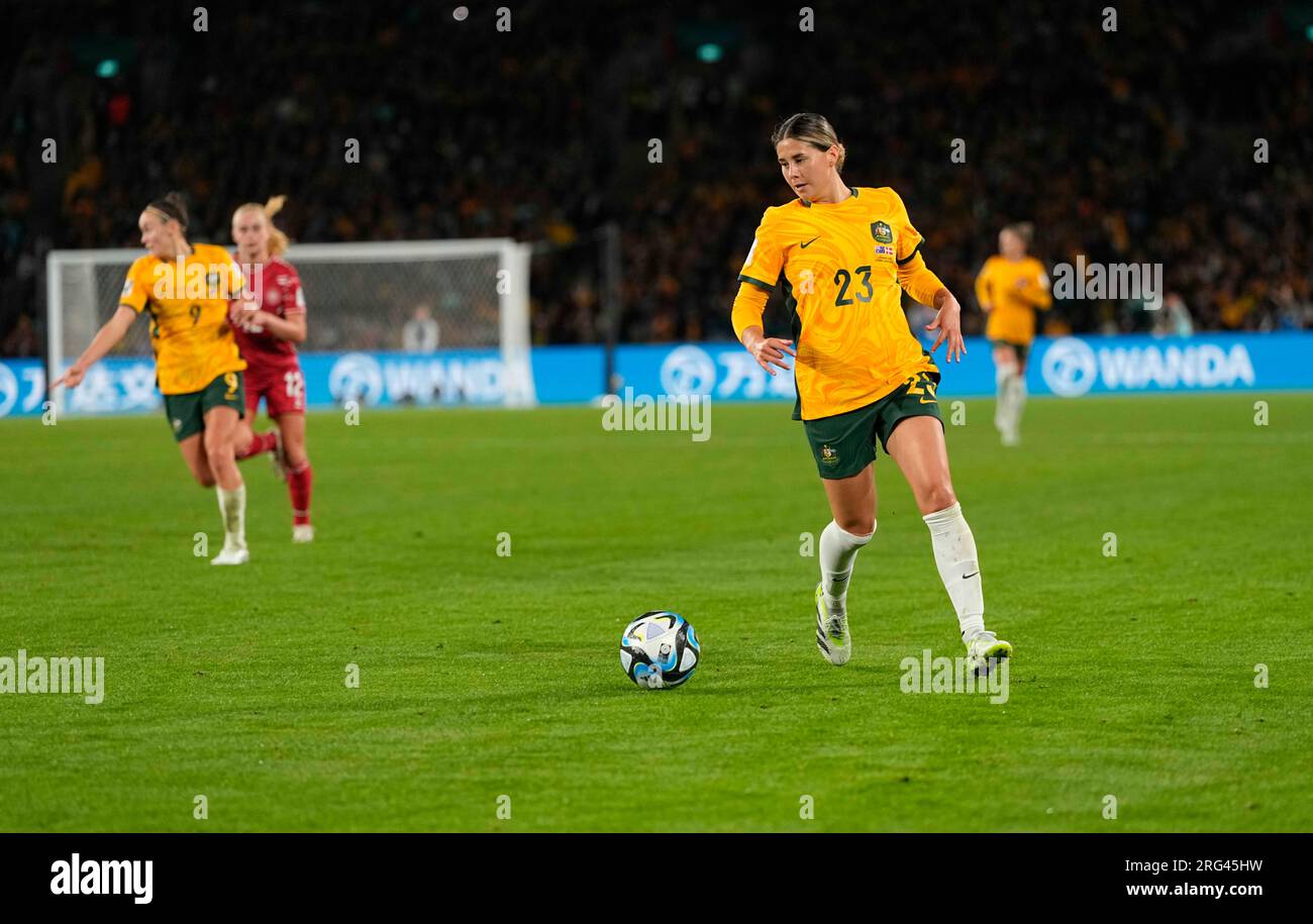 August 07 2023: Kyra Cooney-Cross (Australien) kontrolliert den Ball während eines Spiels, am, . Kim Price/CSM Stockfoto