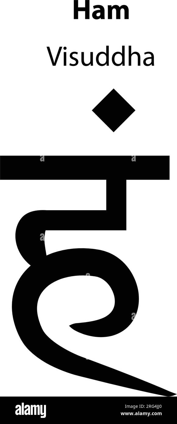 Schinken-Yoga-Symbole. Hindi-Literatur und Schriften. Solide Charakterdarstellung von Hinduismus und Buddhismus. Yoga-Symbole sind auf Weiß isoliert. Stock Vektor