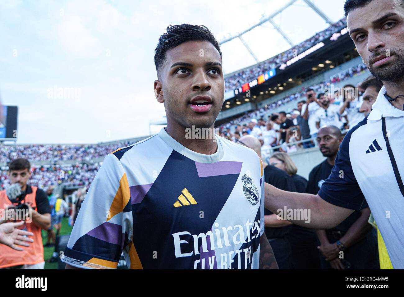 Orlando, Florida, USA, 1. August 2023, der Real Madrid Spieler Rodrygo spielt während der Fußballmeisterschaft, die vom Florida Cup im Camping World Stadium ausgerichtet wird . (Foto: Marty Jean-Louis) Stockfoto