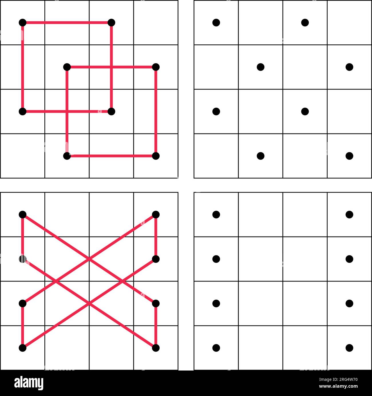 Punktraster Ziehen Sie für jede dieser Formen der Übung eine Linie. Mathematikblatt der Schule. Die Welt der Geometrie Stock Vektor