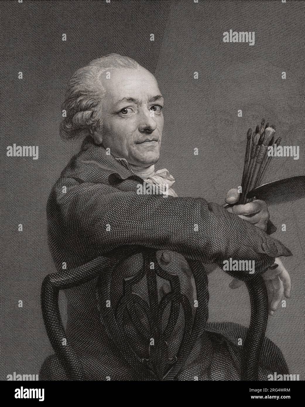 Anton Graff, 1736-1813. Schweizer Porträtkünstler. Nach einer Gravur von Johann Gotthard Müller. Stockfoto