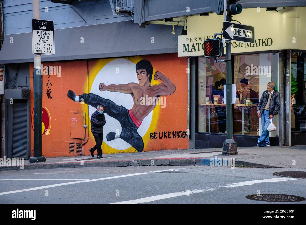 Ein Wandgemälde von Bruce Lee in Chinatown, San Francisco, Kalifornien, USA Stockfoto