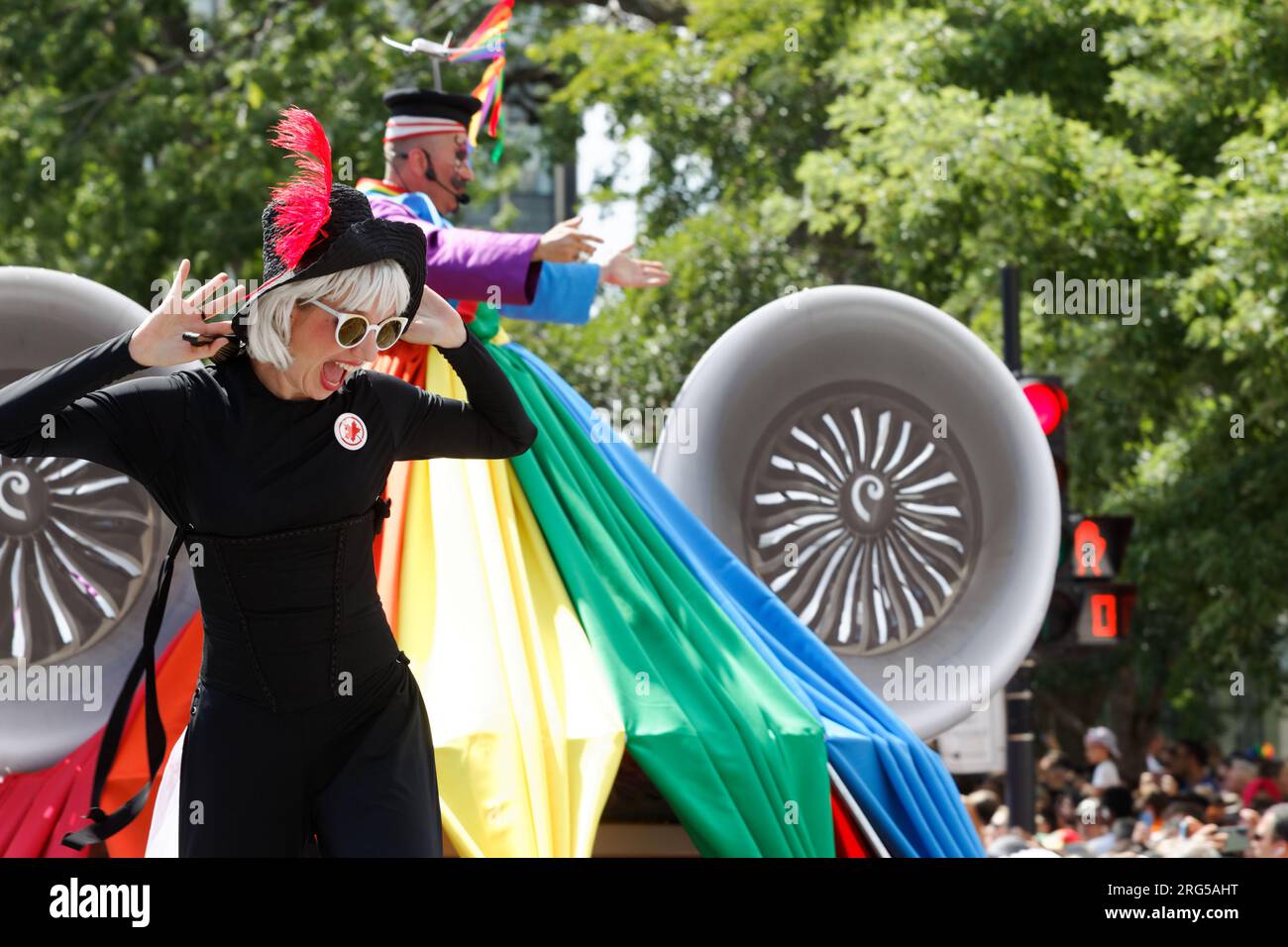 Air Canada nimmt an der Montreal Pride Parade im Zentrum von Montreal Teil. Stockfoto