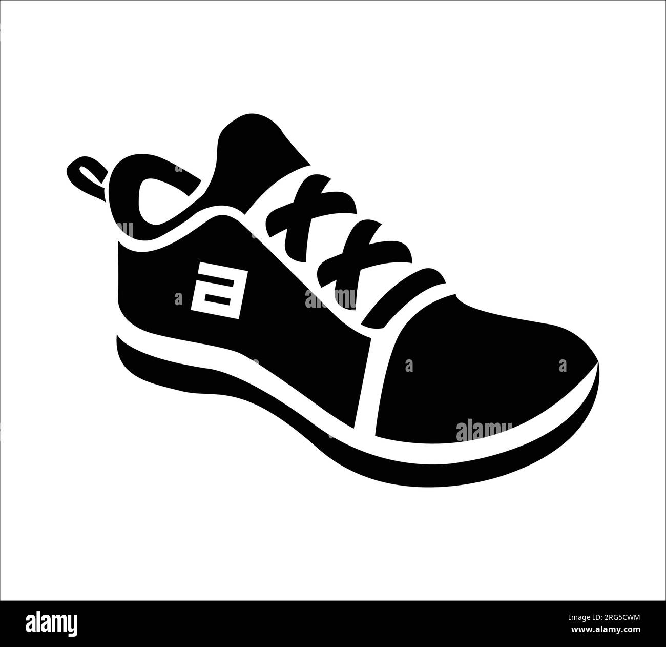 Hochwertige schwarze Silhouetten-, Sneaker- oder Logo-Vektordarstellung für isolierte Zeichen. Stock Vektor
