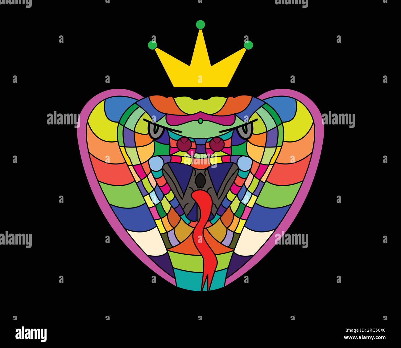 Farbenfrohe abstrakte Kobra-Schlange. Symbol für cobra-Kopf. Vektoren, Illustrationen und Symbole. Stock Vektor