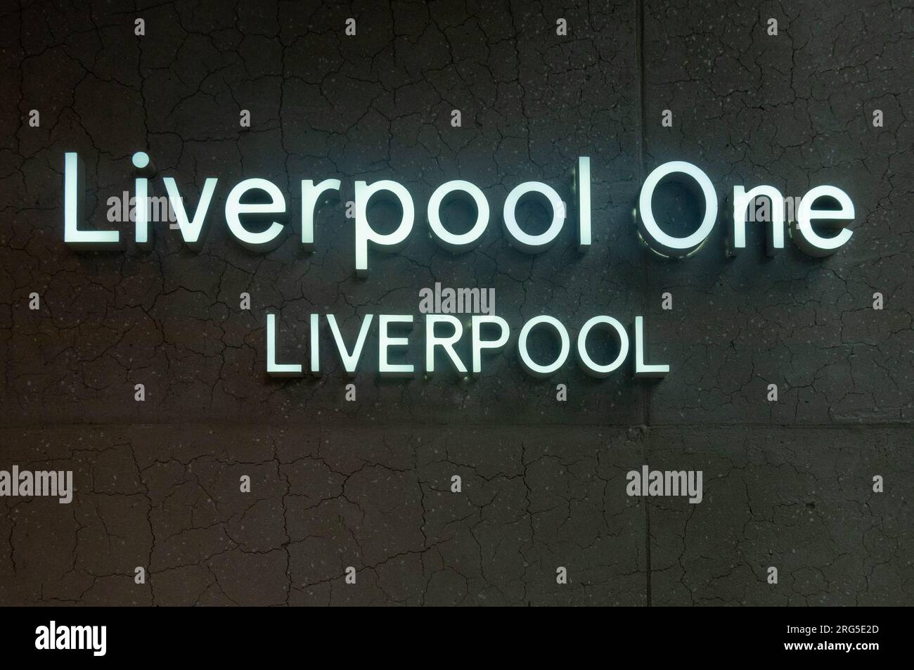 Liverpool ONE Shopping Centre Schild Stockfoto
