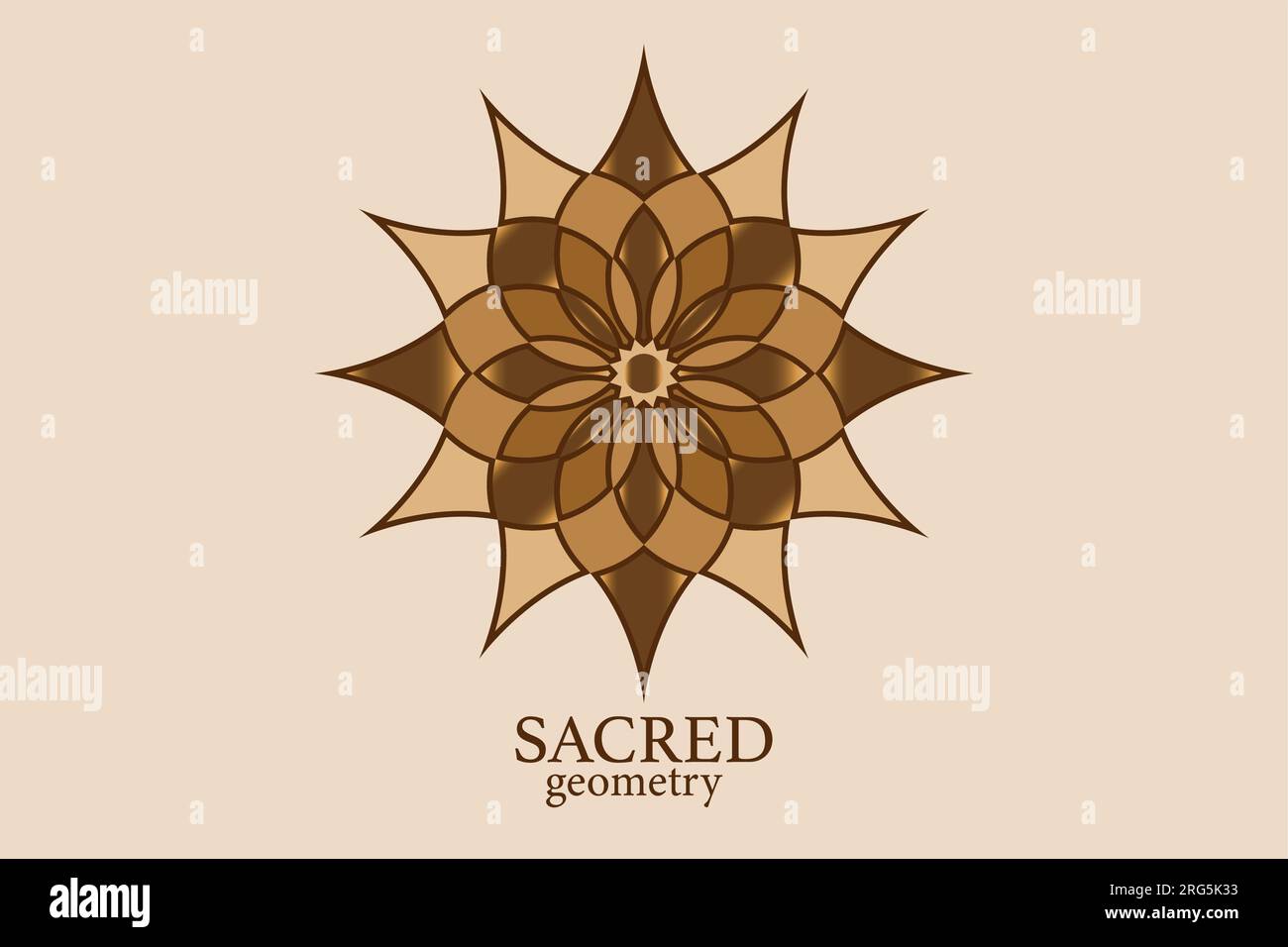 Goldene Blume des Lebens Mandala der heiligen uralten Geometrie. Vektorsymbole und -Elemente im Vintage-Stil. Alchemie, Religion, Philosophie, Astrologie, Spiritualität Stock Vektor