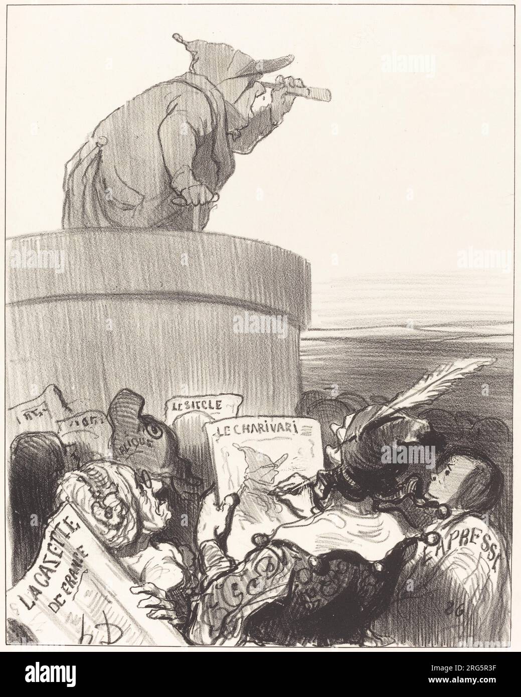 Le Constitutionnel contemplant l'Horizon Politique 1849 von Honoré Daumier Stockfoto