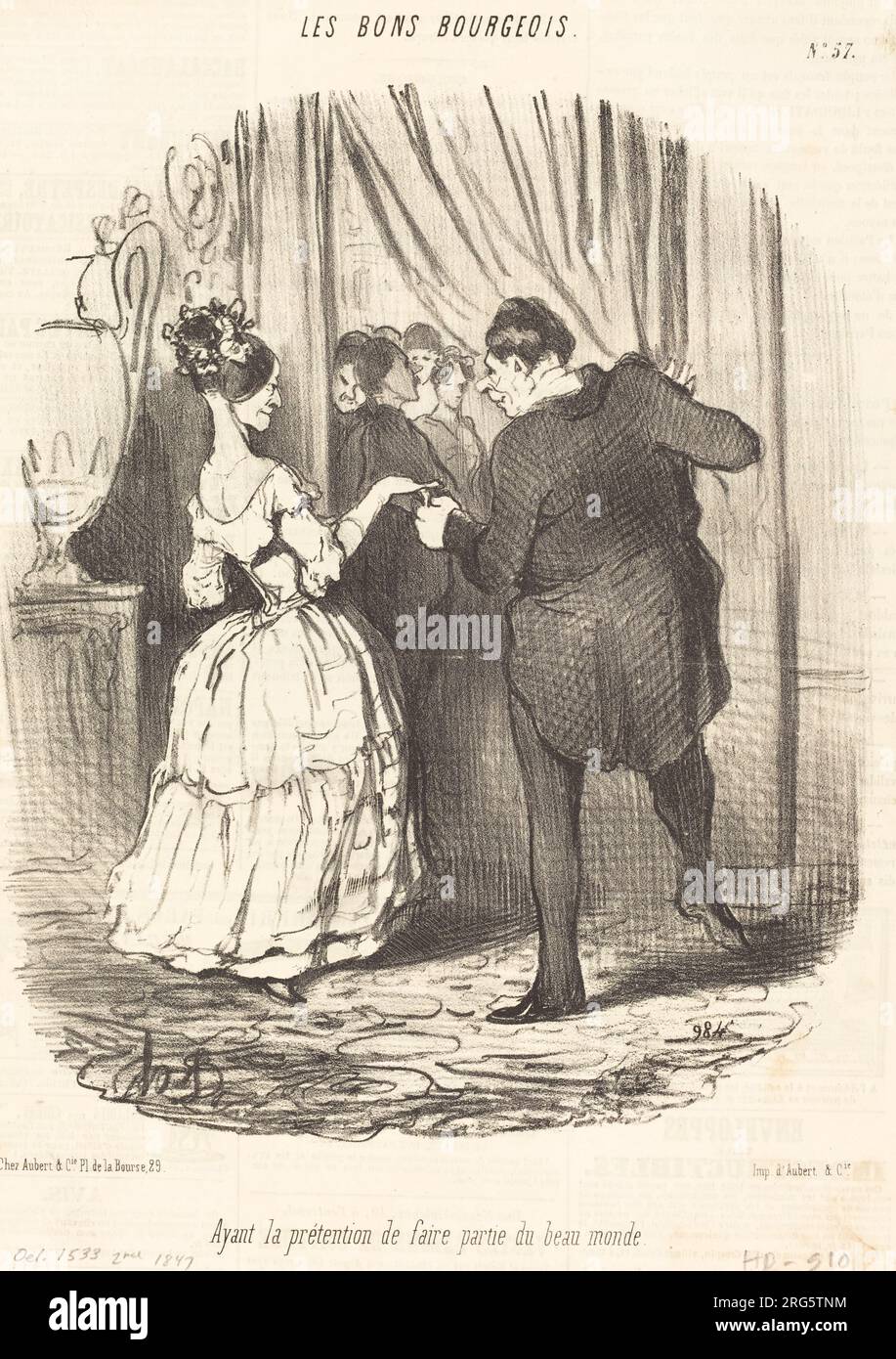 Ayant la prétention de faire partie du beau monde 1847 von Honoré Daumier Stockfoto