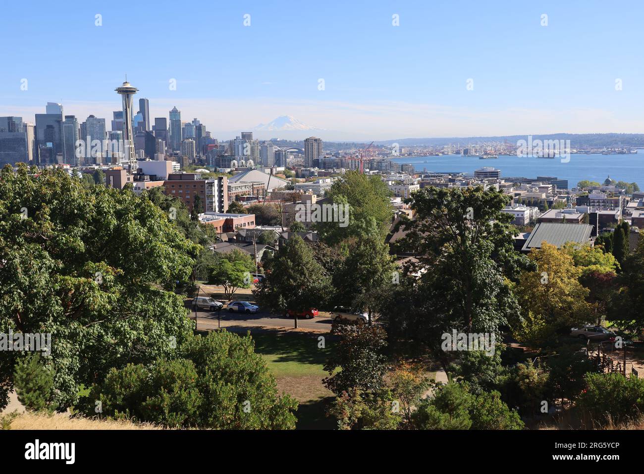 Foto von Downtown Seattle und Space Needle vom Kerry Park Stockfoto
