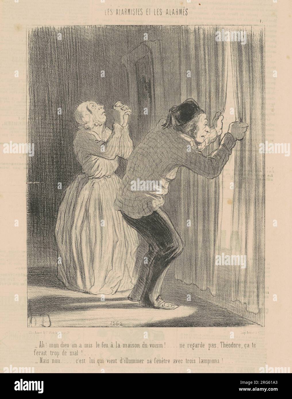 - Nein. Mon dieu auf einem Mis le feu a la maison du voisin ... 19. Century von Honoré Daumier Stockfoto