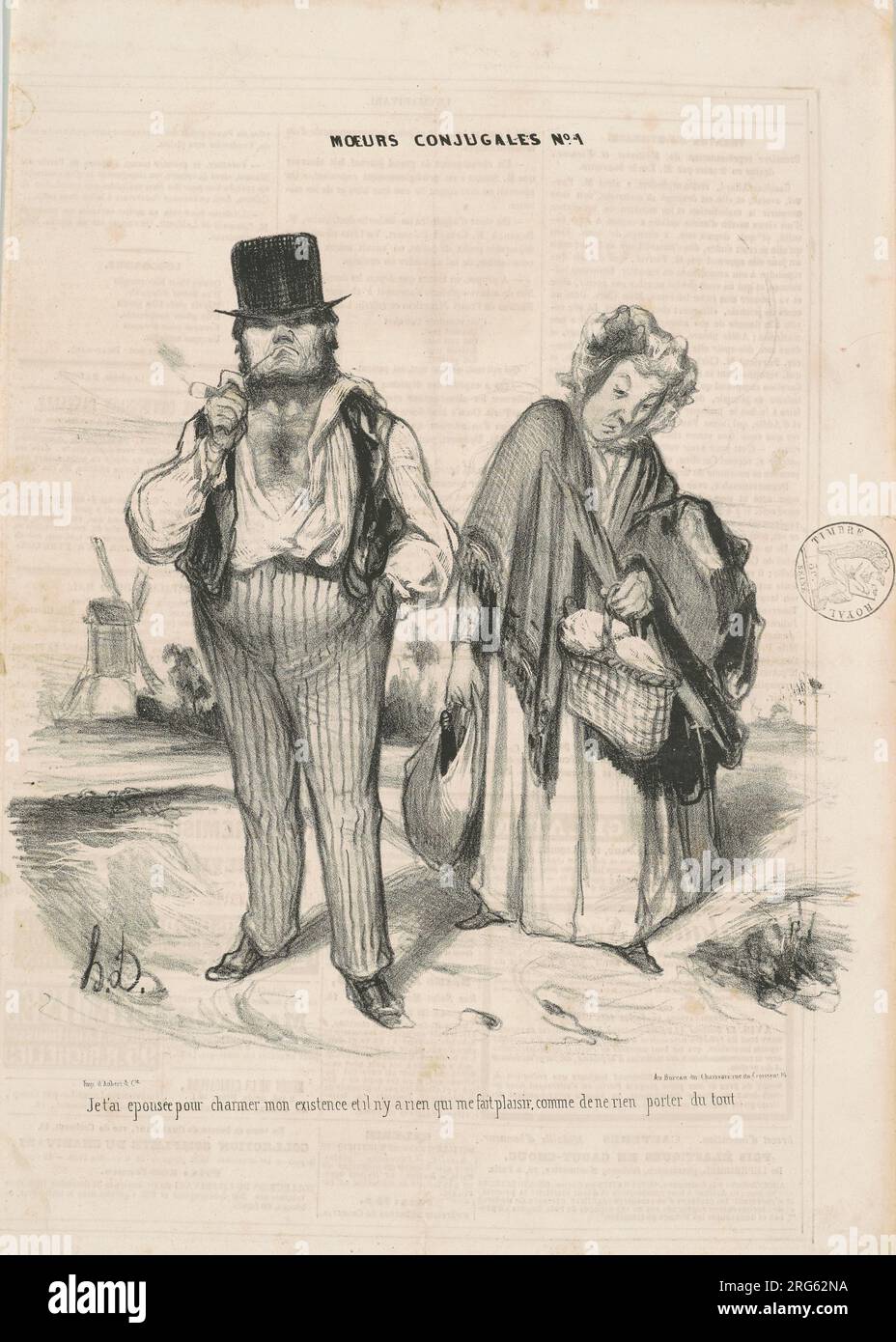 Je t'ai épousé pour charmer mon existence... 19. Century von Honoré Daumier Stockfoto