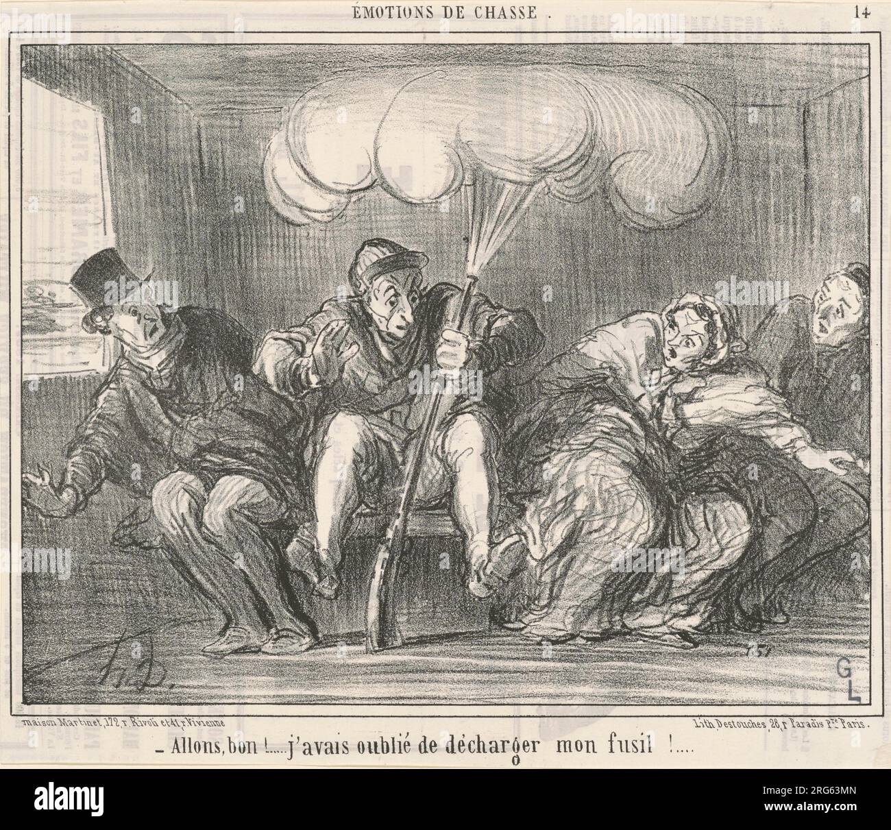 Allons Bon! J'avais oublié de décharger mon fusil! 19. Century von Honoré Daumier Stockfoto