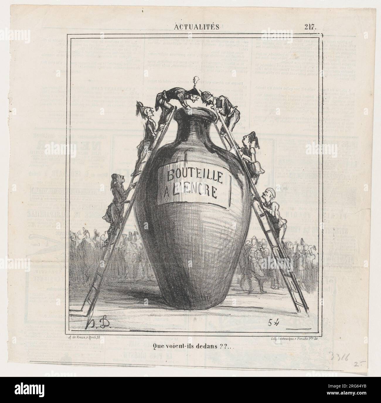 Was sehen sie im Inneren? Aus "News of the Day", veröffentlicht in Le Charivari, 14. Oktober 1868 14 Oktober 1868 von Honoré Daumier Stockfoto