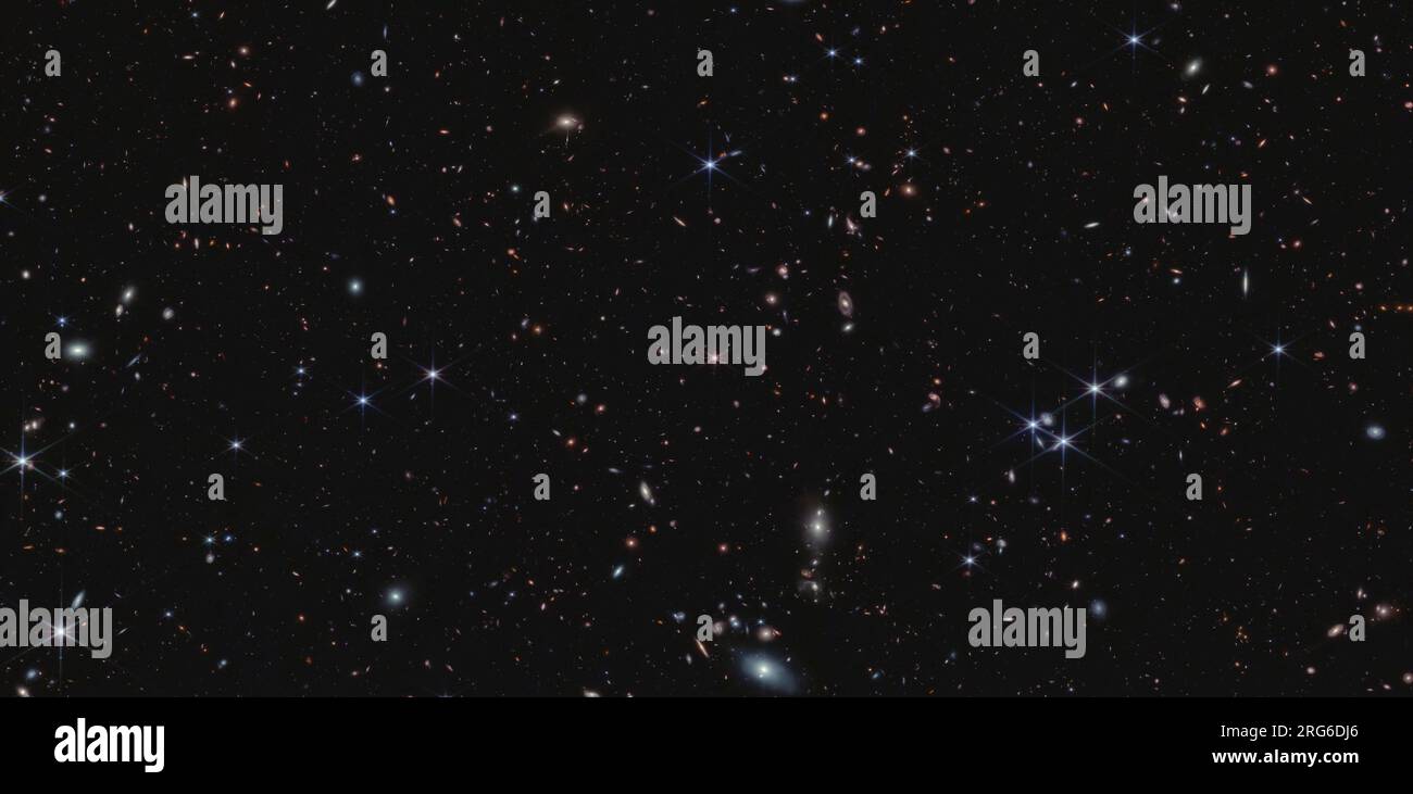 Mehr als 20.000 Galaxien sind in diesem Sichtfeld zwischen den Konstellationen Pisces und Andromeda sichtbar. Stockfoto