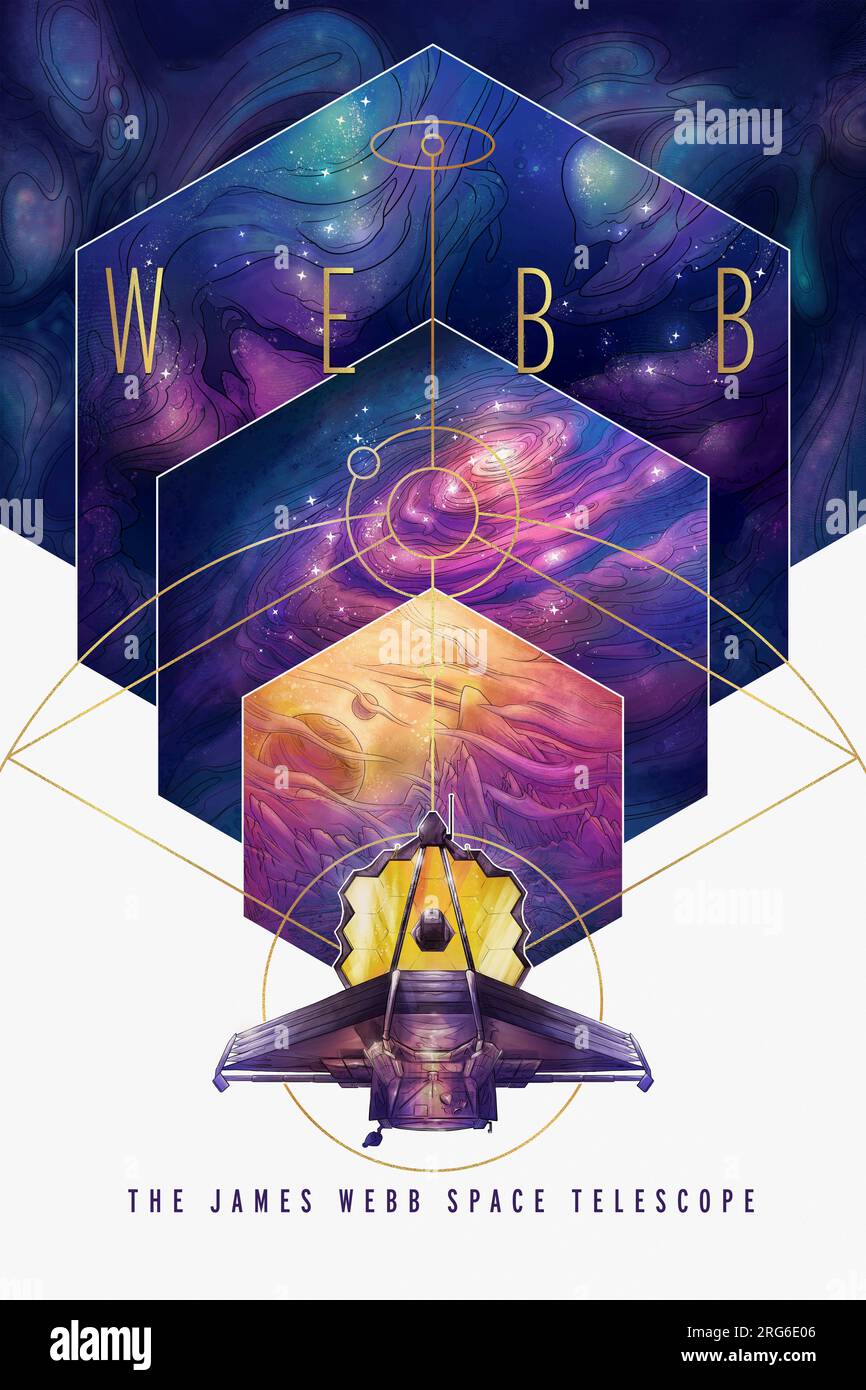 James Webb-Weltraumteleskop-Poster. Stockfoto
