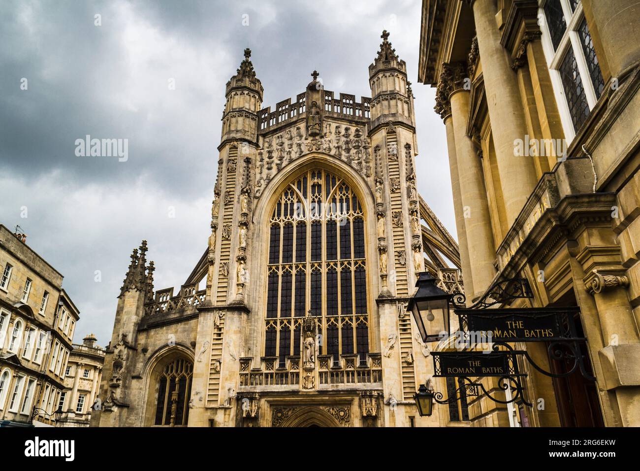 Bath Abbey, Bath, England, Vereinigtes Königreich Stockfoto