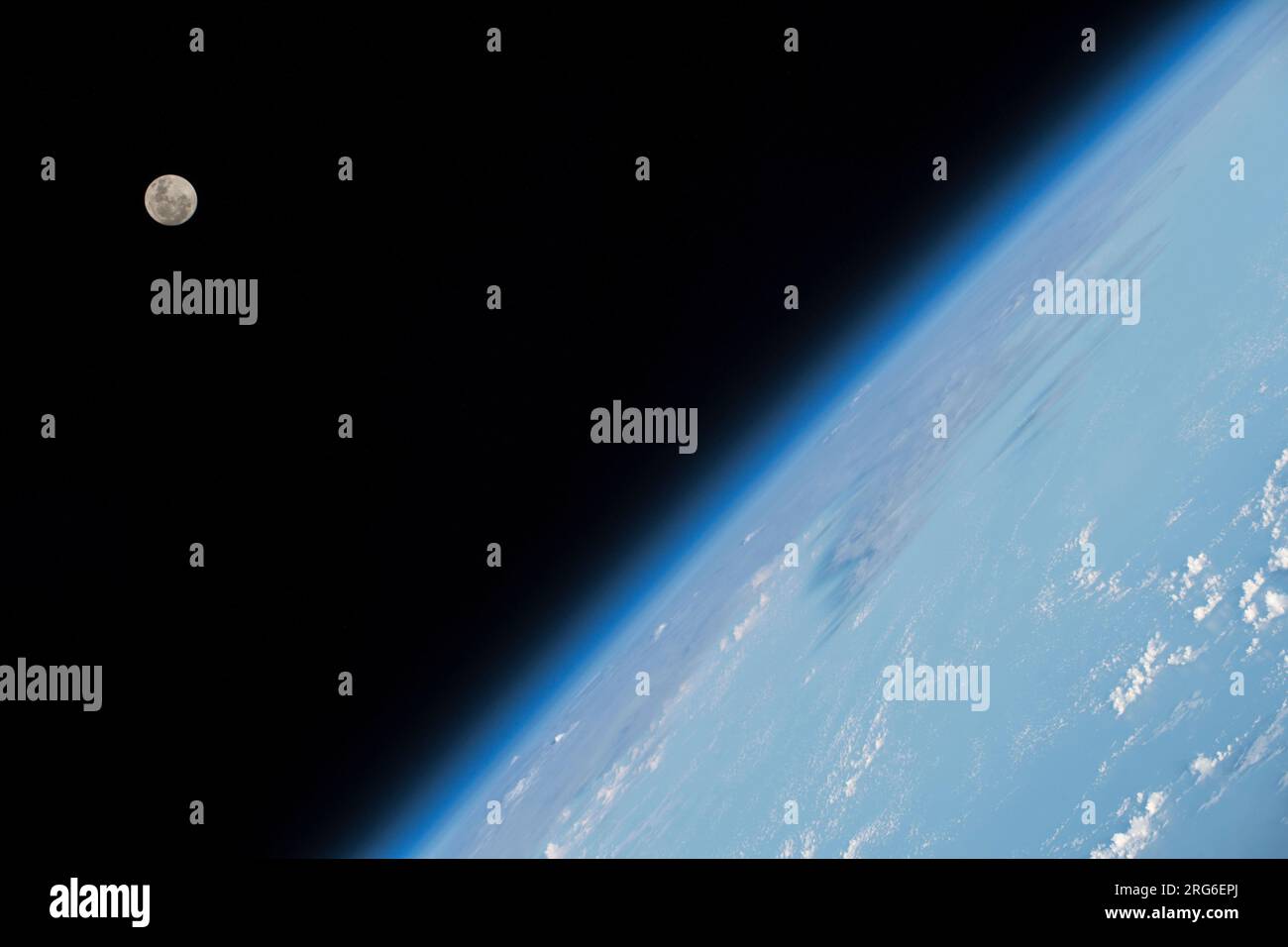 Der Vollmond, fotografiert von der Internationalen Raumstation. Stockfoto