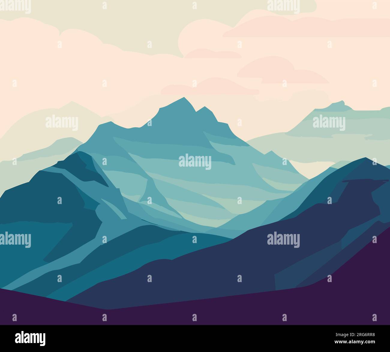 Flache, minimalistische Berglandschaft Stock Vektor
