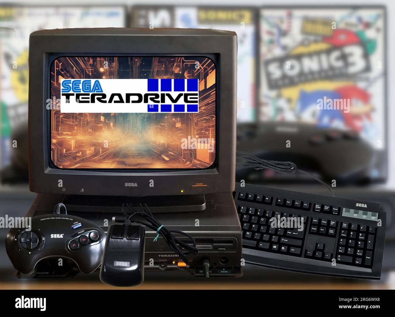 Der Sega TeraDrive ist ein Konsolencomputer, ein IBM PC-kompatibles System mit integriertem Mega Drive, entwickelt von Sega und hergestellt von IBM im Jahr 1991 Stockfoto