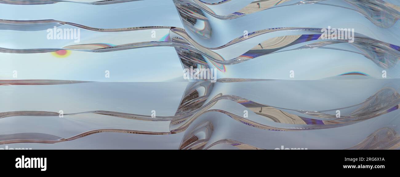 Eine moderne, kunstvolle, fantastische Bezier-Kurve mit einem Glas elegantes und modernes 3D-Rendering-Bild Hintergrund hochauflösendes 3D-Rendering-Bild Stockfoto
