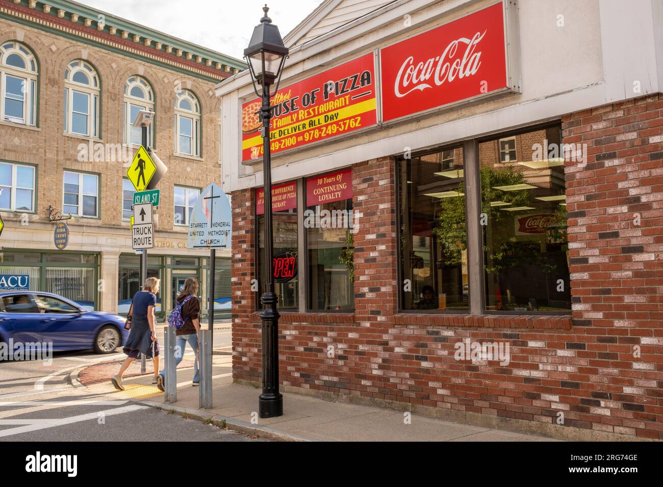 Athol Pizza auf der Main Street in Athol, Massachusetts Stockfoto