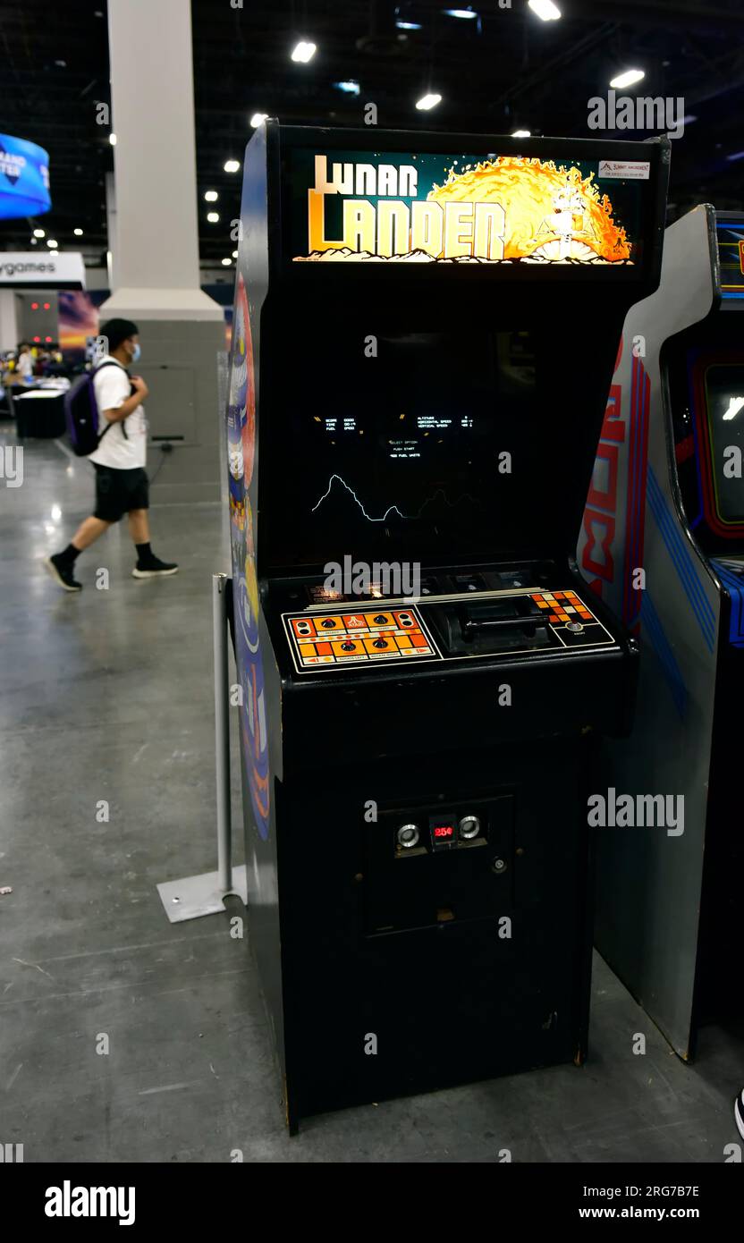 Lunar-Lander-Videospiel der alten Schule Stockfoto