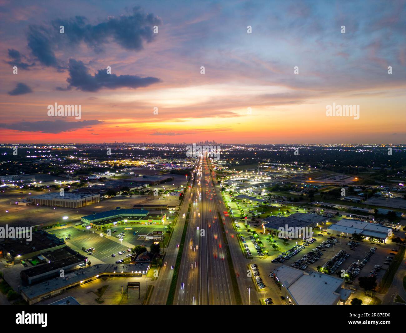 Luftfoto-Highway I45 in Richtung Downtown Houston Texas Stockfoto