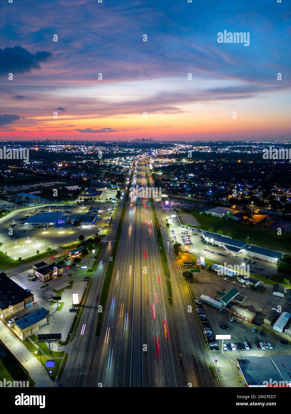 Luftfoto-Highway I45 in Richtung Downtown Houston Texas Stockfoto