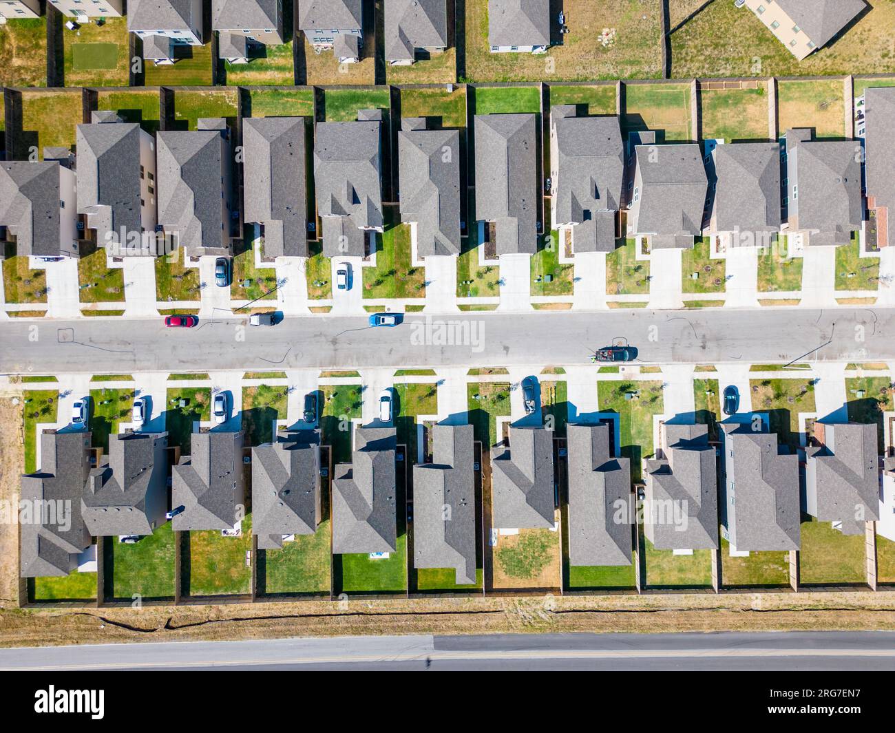 Luftaufnahme über Kopf Foto Einfamilienhaus Manor Texas Stockfoto