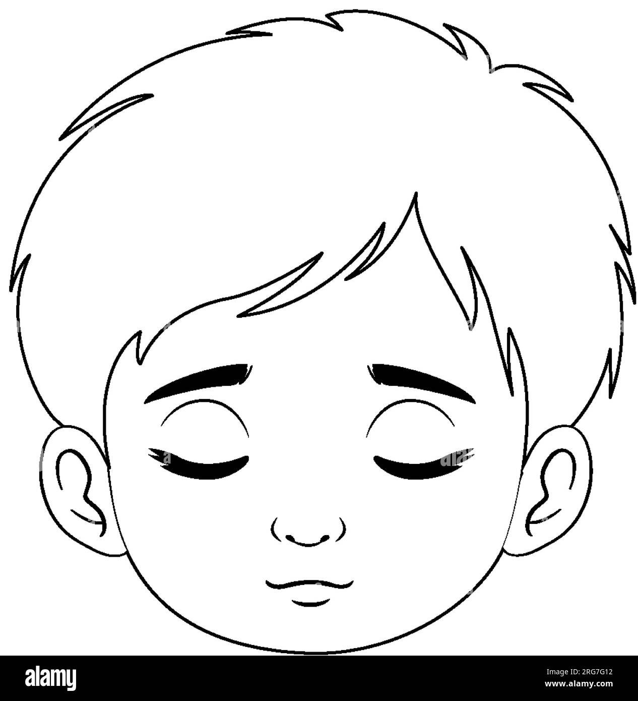 Ein Vektorbild eines Zeichentrickjungen, der die Augen schließt und sich entspannt Stock Vektor