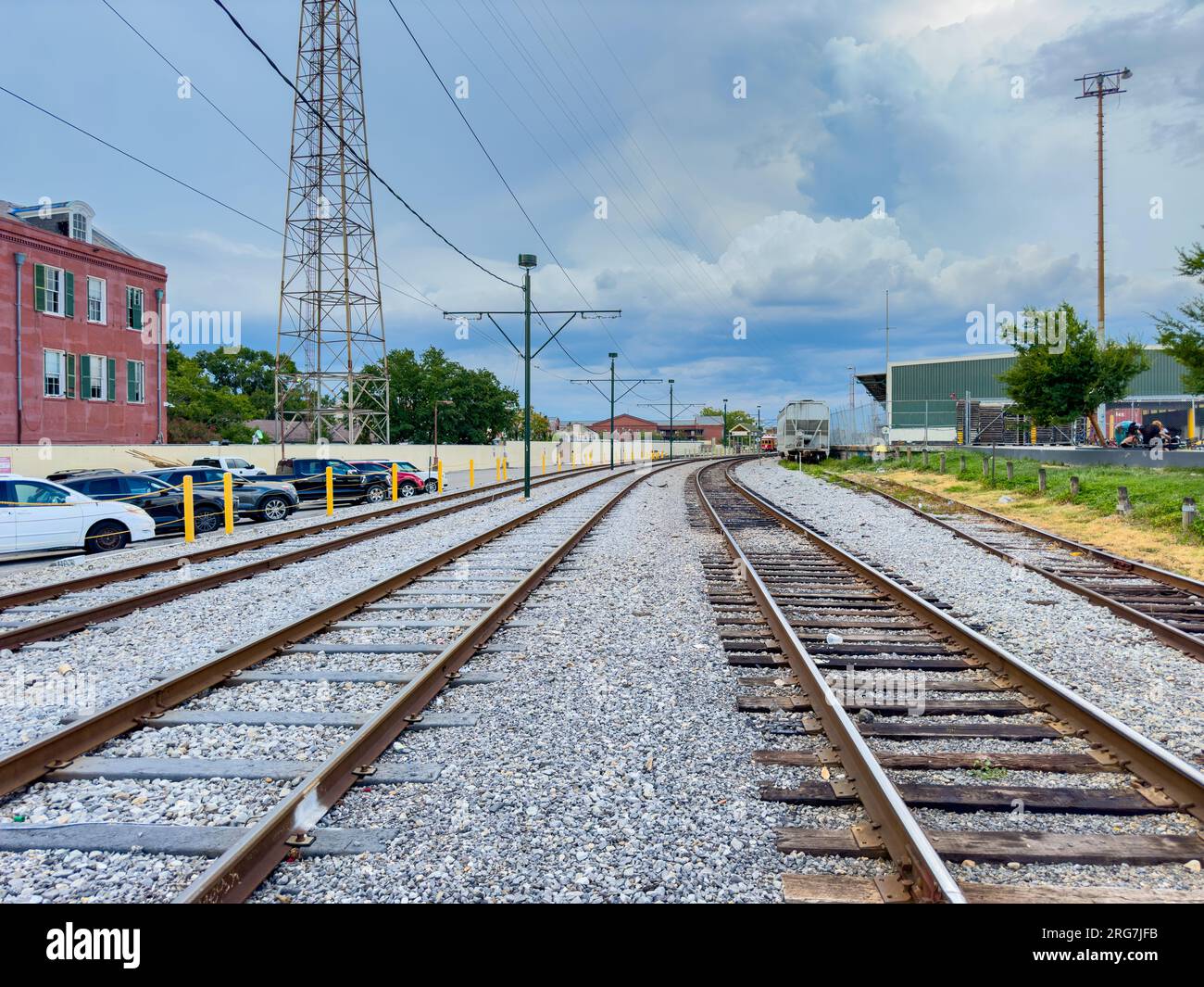 Bahngleise in der Innenstadt von New Orleans Stockfoto