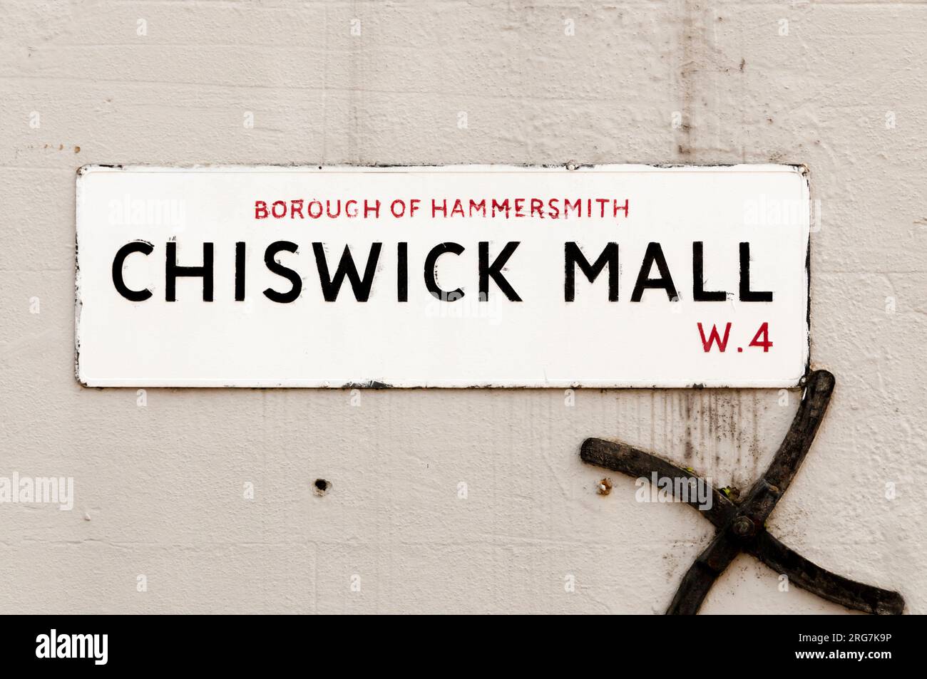 Chiswick Mall-Schild in Hammersmith, London W4. Stockfoto