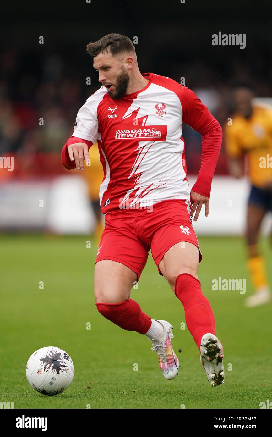 Kidderminster Harriers' Gerry McDonagh beim Spiel der Vanarama National League im Aggborough Stadium, Kidderminster. Foto: Samstag, 5. August 2023. Stockfoto