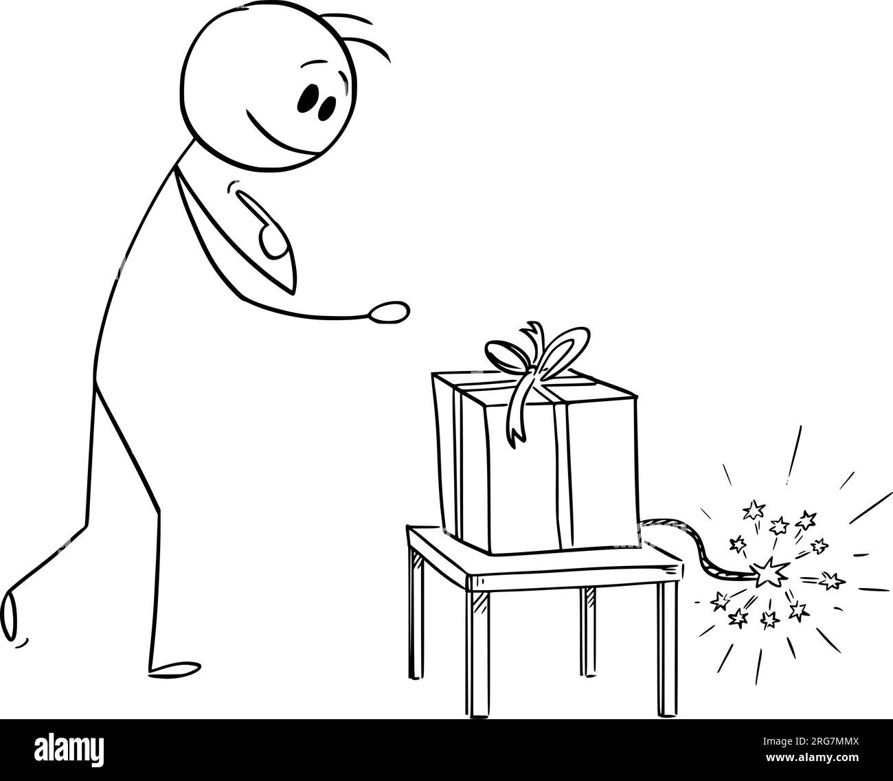 Gefährliches Geschenk, Vektor-Zeichentrickstab-Abbildung Stock Vektor