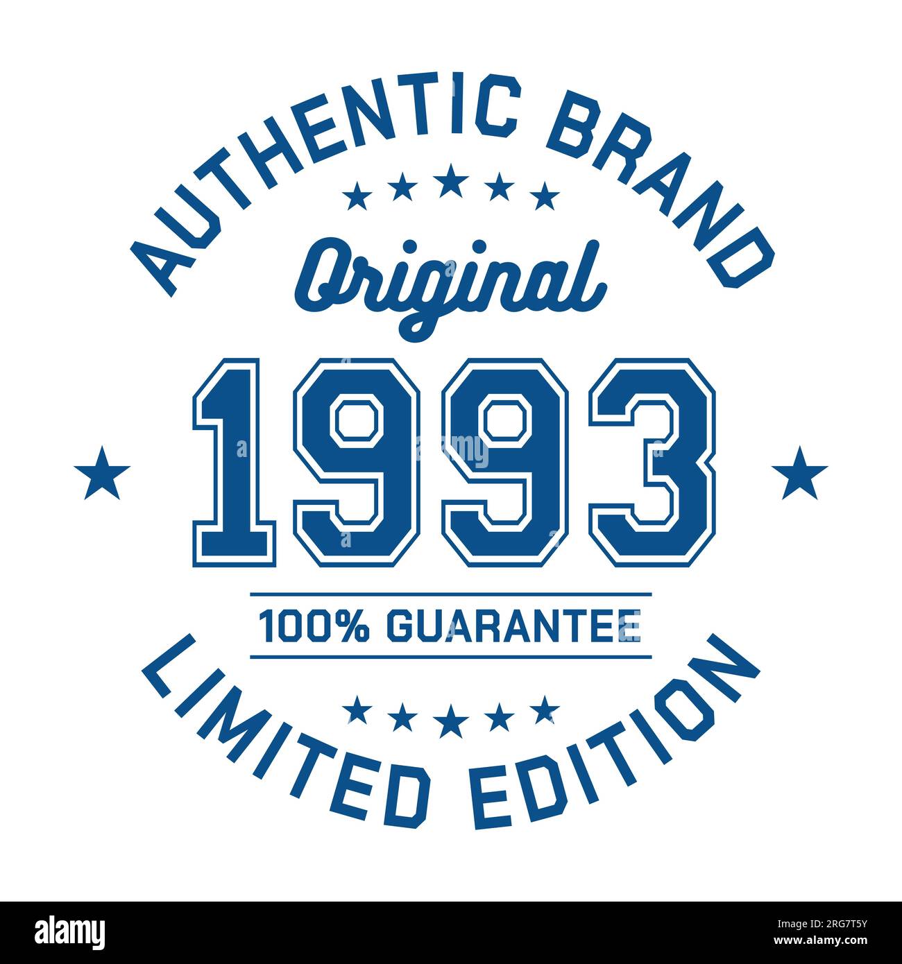 1993 authentische Marke. Modisches Bekleidungsdesign. Grafikdesign für T-Shirt. Vektor und Illustration. Stock Vektor