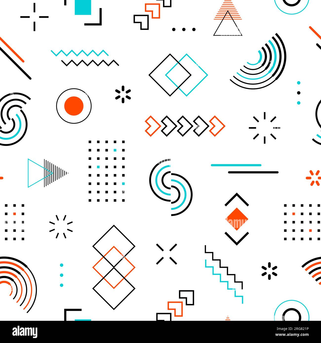 Geometrisches Nahtloses Muster. Hintergrund der abstrakten Geometrie wird wiederholt. Memphis-Form. Wiederholte coole Schulprobe. Design-Drucke. Flippiges Motiv. Wiederhole Stock Vektor